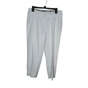 Peter NYGard Womens Pants Stretch Cropped Tapered Leg Slpit Side White‎ 8 NWT